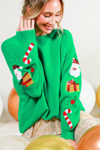 Vine & Love - Crew Neck Christmas Sequin Detail Knitted Sweater VT81743D