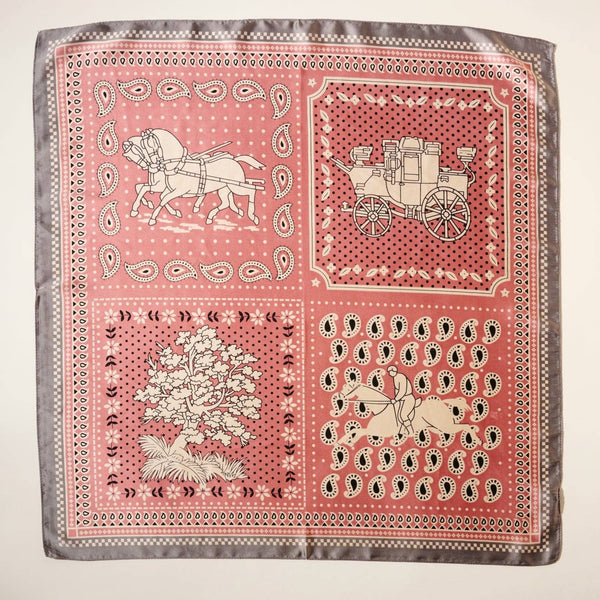 Western Inspired Silk Feel Scarf with Vintage Paisley Print