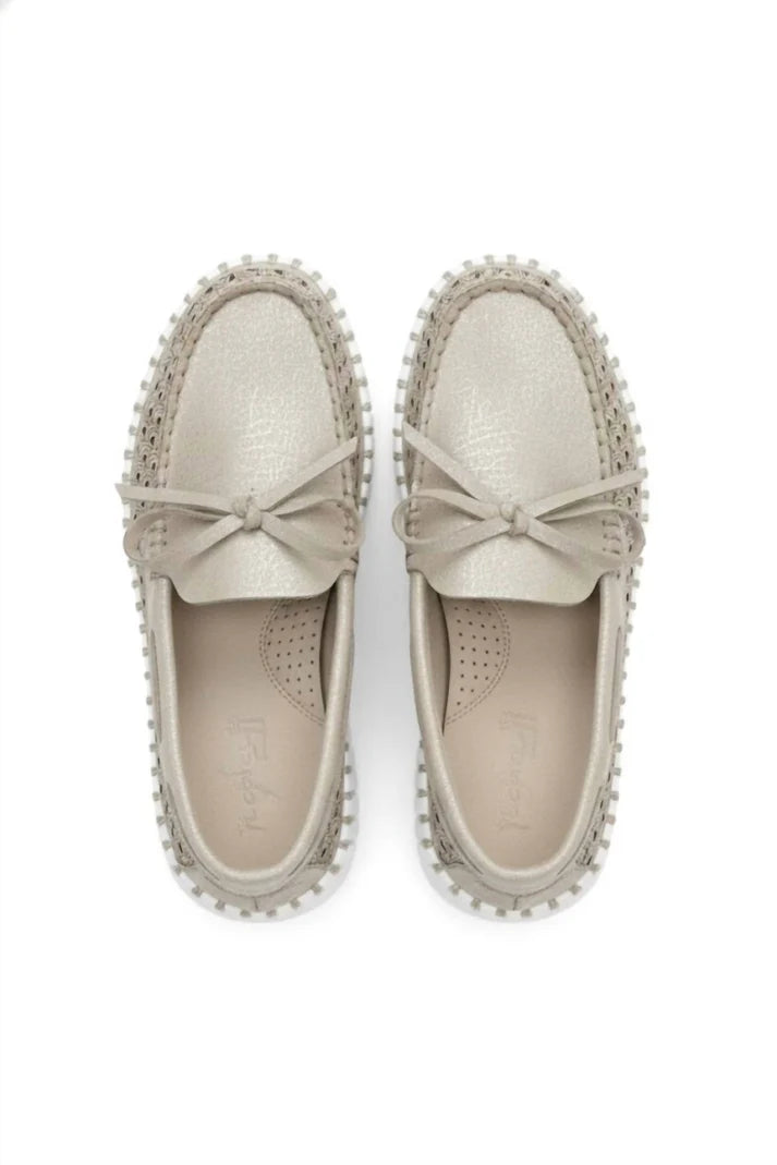 Tulip Slip on Boat Shoe - Silver White