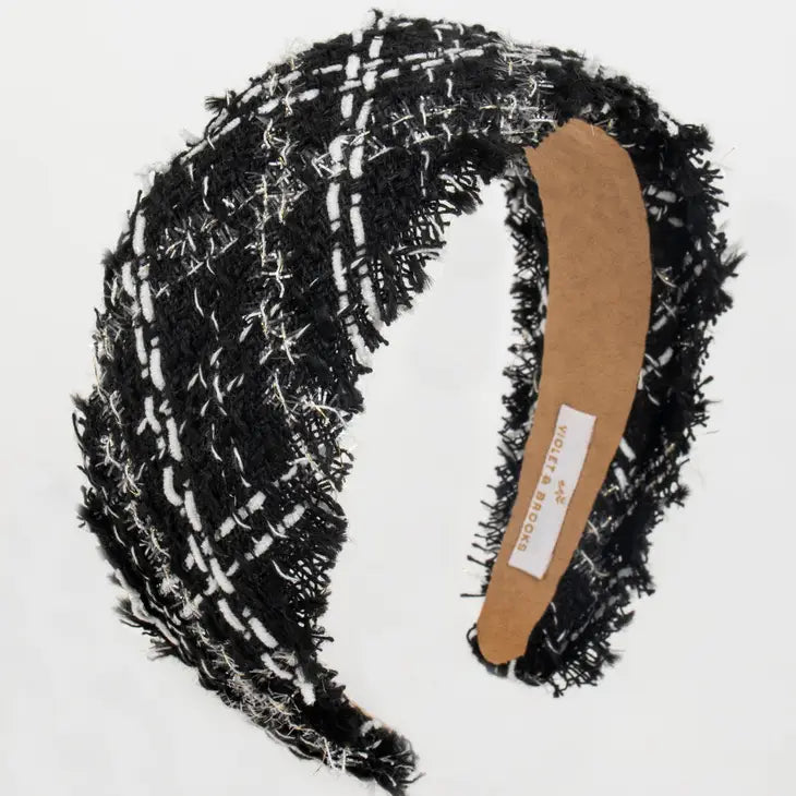 Tweed Fringe Headband - Black
