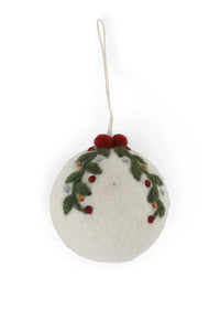 Christmas Bauble - White w/Garland