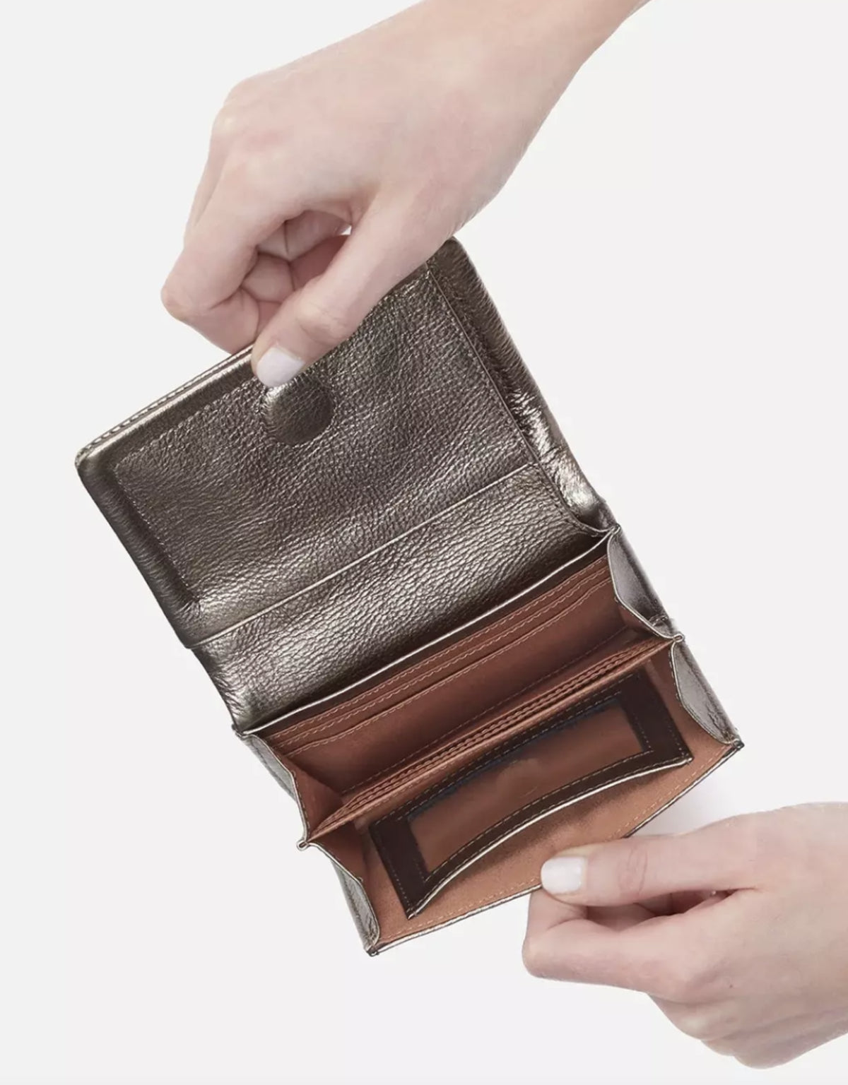 Lumen Medium Bifold Compact Wallet - Metallic Leather