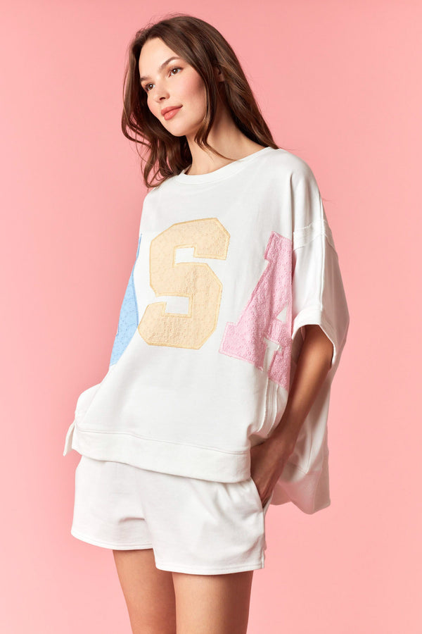 USA Eyelet Dolman Top