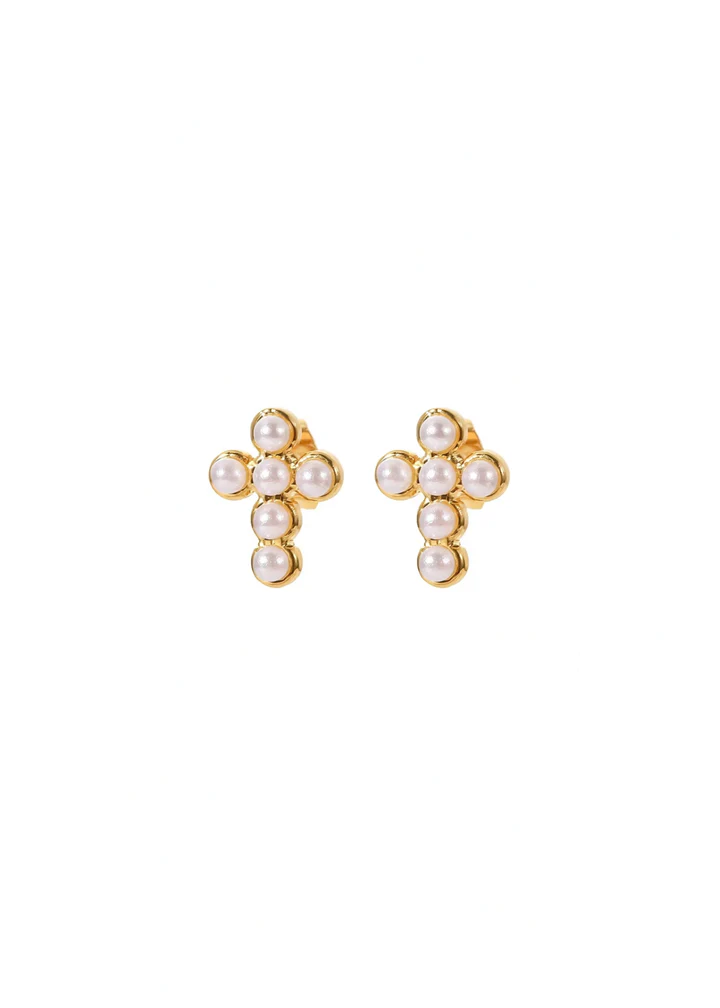 Pearl Cross Studs