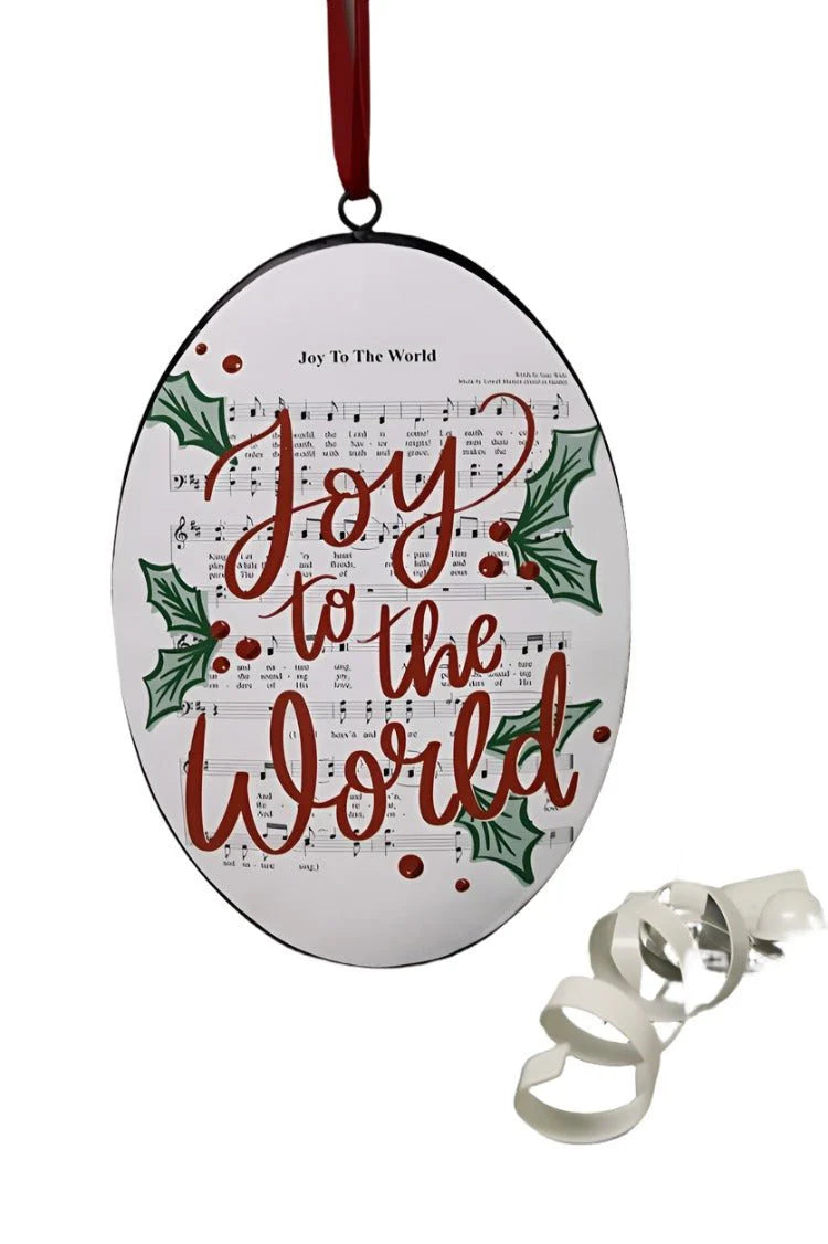 Joy To the World Oval Metal Disc Ornament