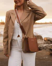 Parker Logo Crossbody Bag - Tan