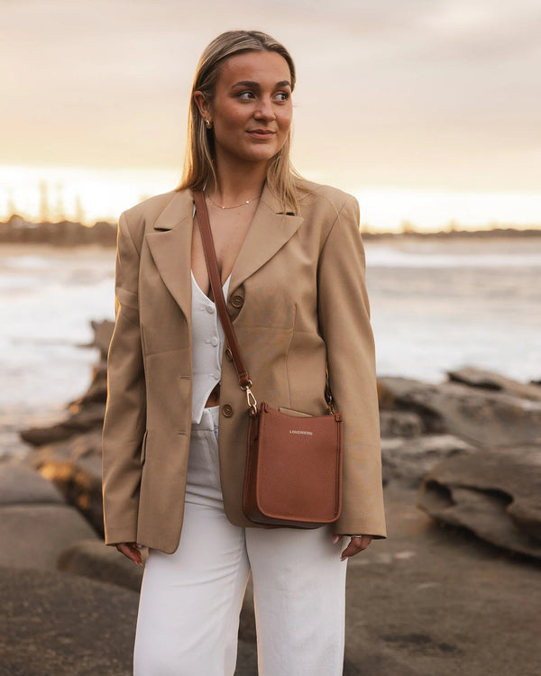 Parker Logo Crossbody Bag - Tan