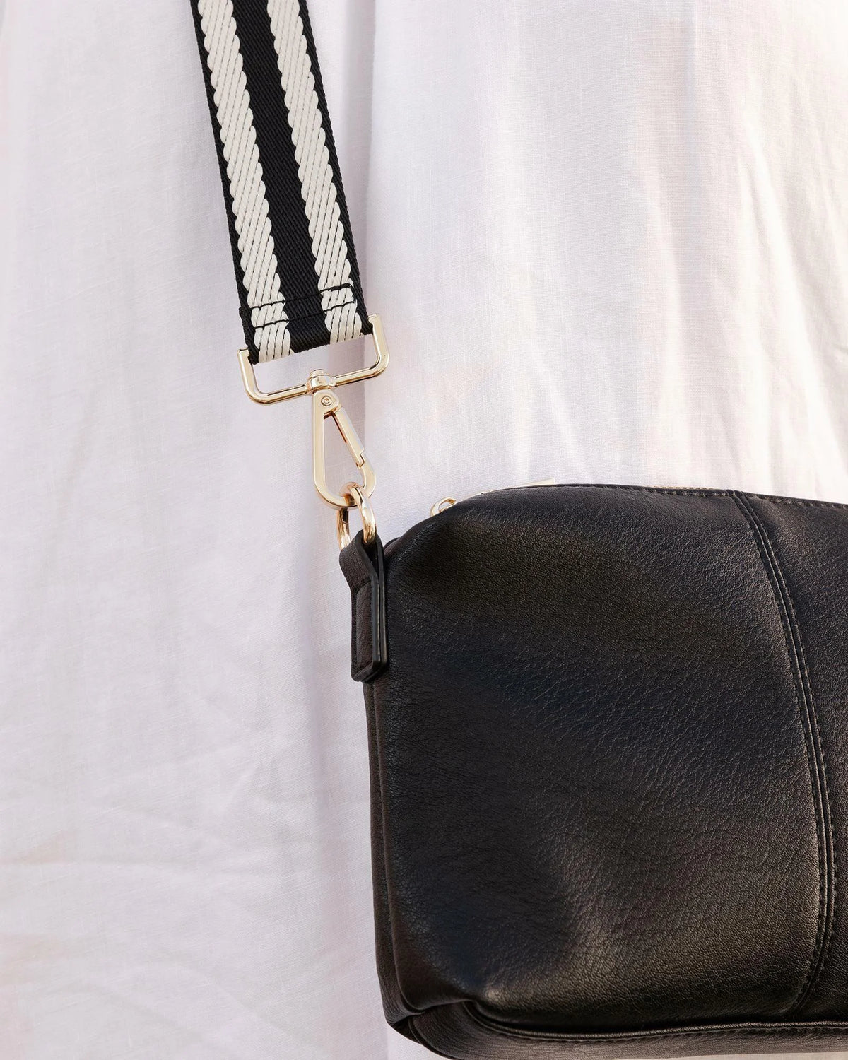 Kasey Stripe Crossbody Bag - Black