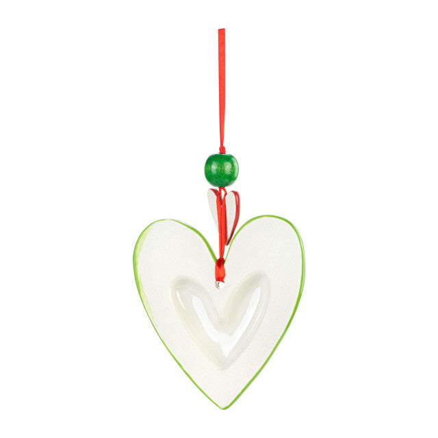 Green Heart & Stripes Ornament