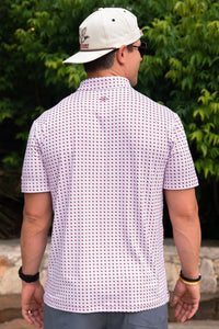 Performance Polo - Texas White & Maroon