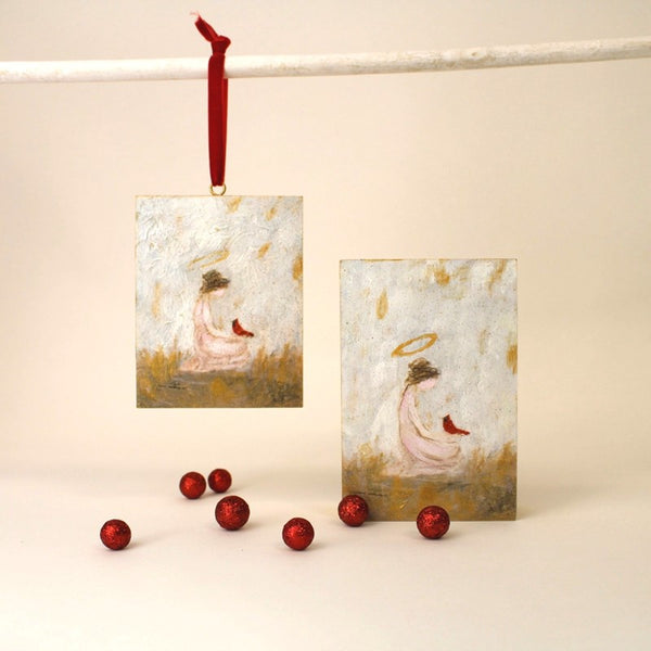 Angel with Cardinal Ornament