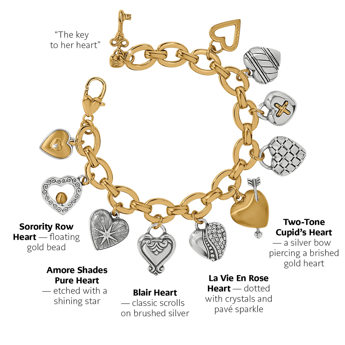 One Heart Large Charm Bracelet
