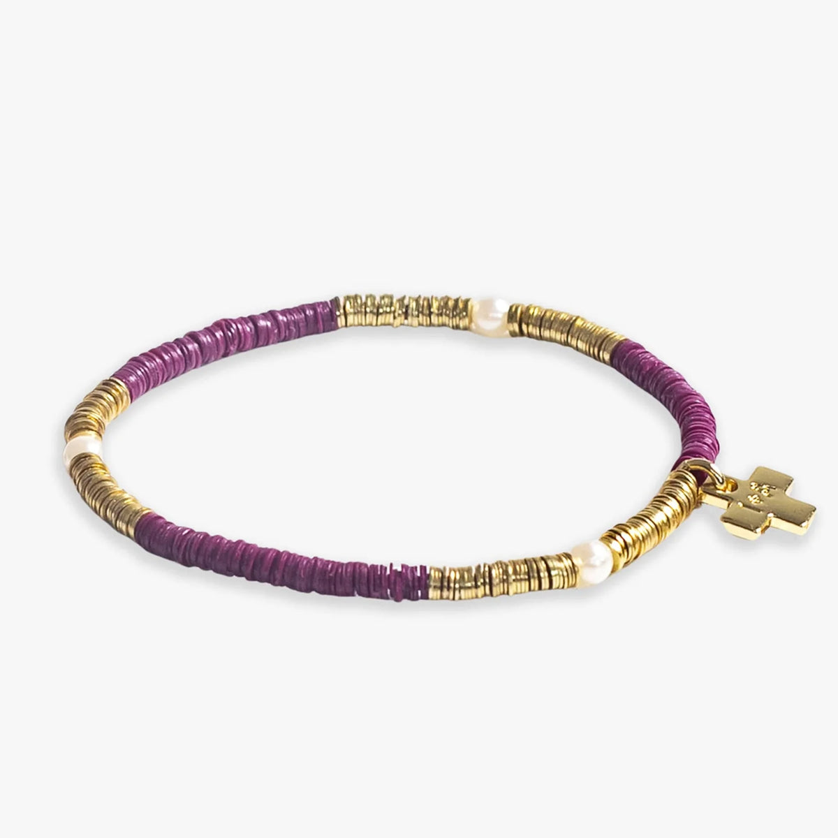 Rory Solid Color with Gold and Pearls Stretch Bracelet - Port