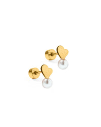 Screwback Stud - Pearl Heart