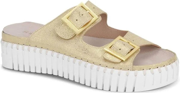 Two Strap Platform Sandal - Gold