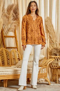 The Marigold Embroidered Top - Plus