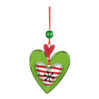 Green Heart & Stripes Ornament