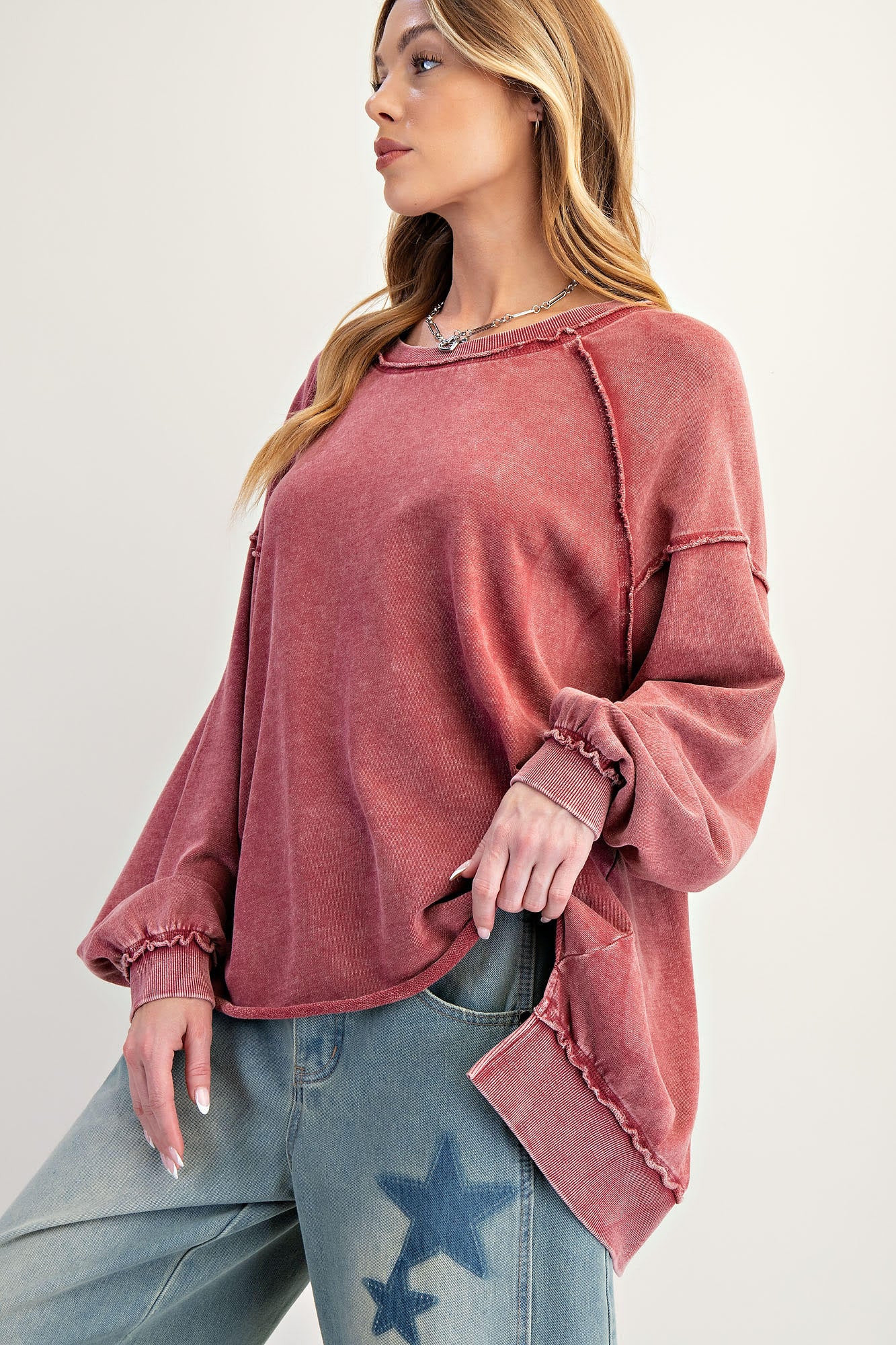 トップス COTTON SILK LOOSE SILHOUETTE PULLOVER Amazon.com: Hilinker Womens V Neck Oversized Sweatshirts Cute