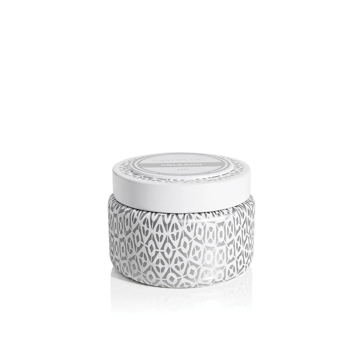 Volcano White Printed Travel Tin Candle, 8.5oz