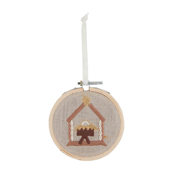 Mud Pie Embroidered Hoop Ornament