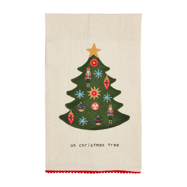 Mud Pie Pom Printed Christmas Towel