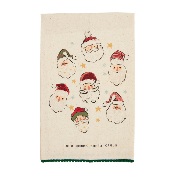 Mud Pie Pom Printed Christmas Towel