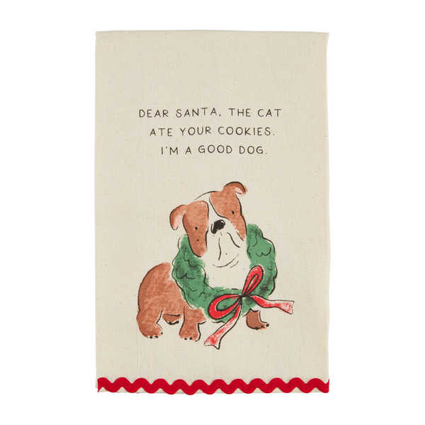 Mud Pie Christmas Dog Ric-Rac Towel