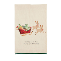 Mud Pie Pom Printed Christmas Towel