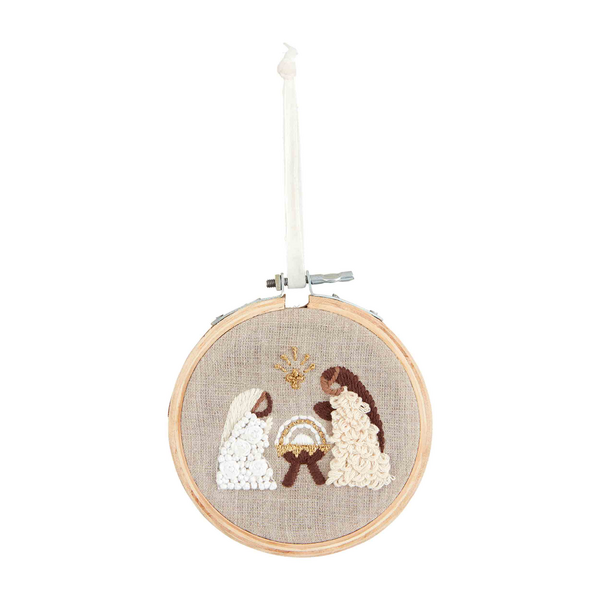 Mud Pie Embroidered Hoop Ornament