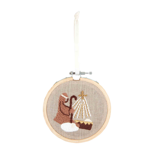 Mud Pie Embroidered Hoop Ornament