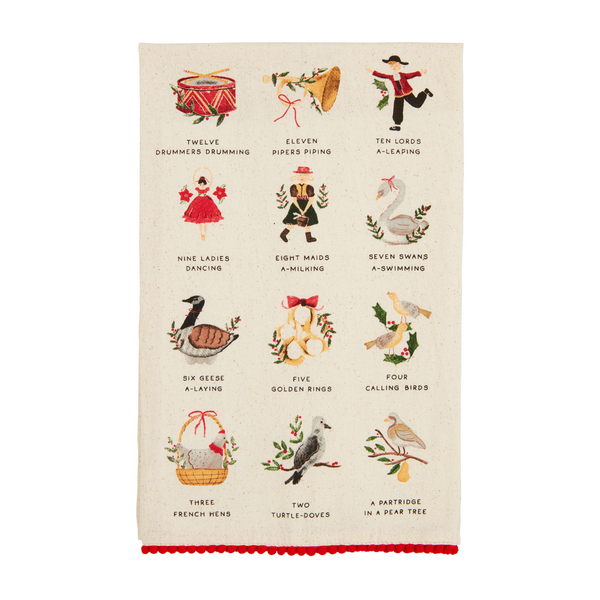 Mud Pie Pom Printed Christmas Towel