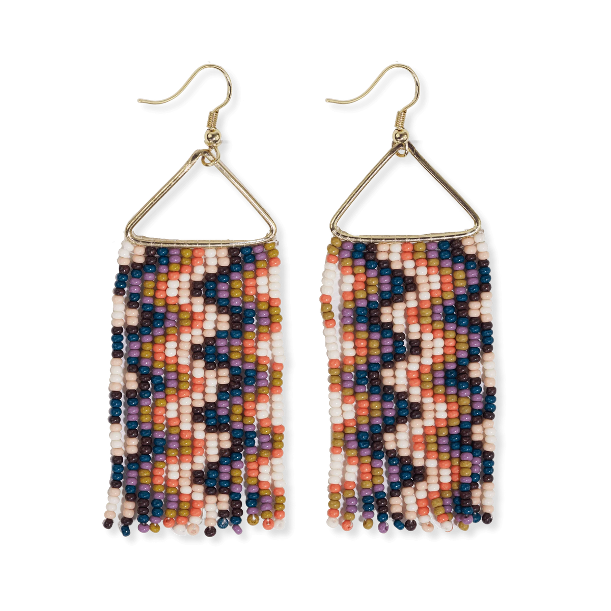 Whitney Wavy Beaded Fringe Earrings Citron + Coral