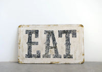 Embossed Metal Wall Decor "Eat", Distressed Finish