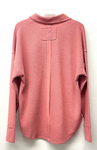 Dusty Coral Knit Collar Top