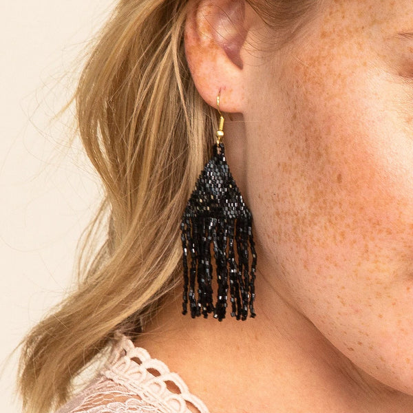 Black Luxe Petite Fringe Earrings