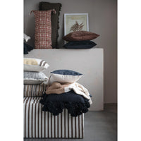 Cotton Slub Lumbar Pillow with Crochet & Tassels