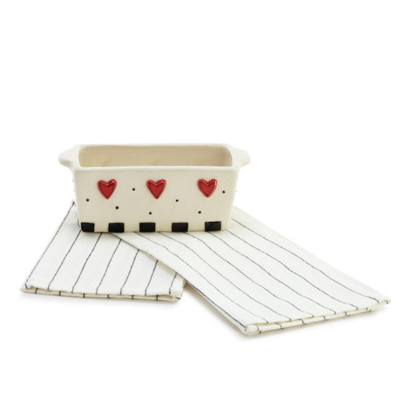 Dots & Hearts Mini Loaf Pan with Towel