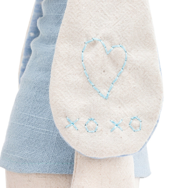 Blue Linen Plush Bunny