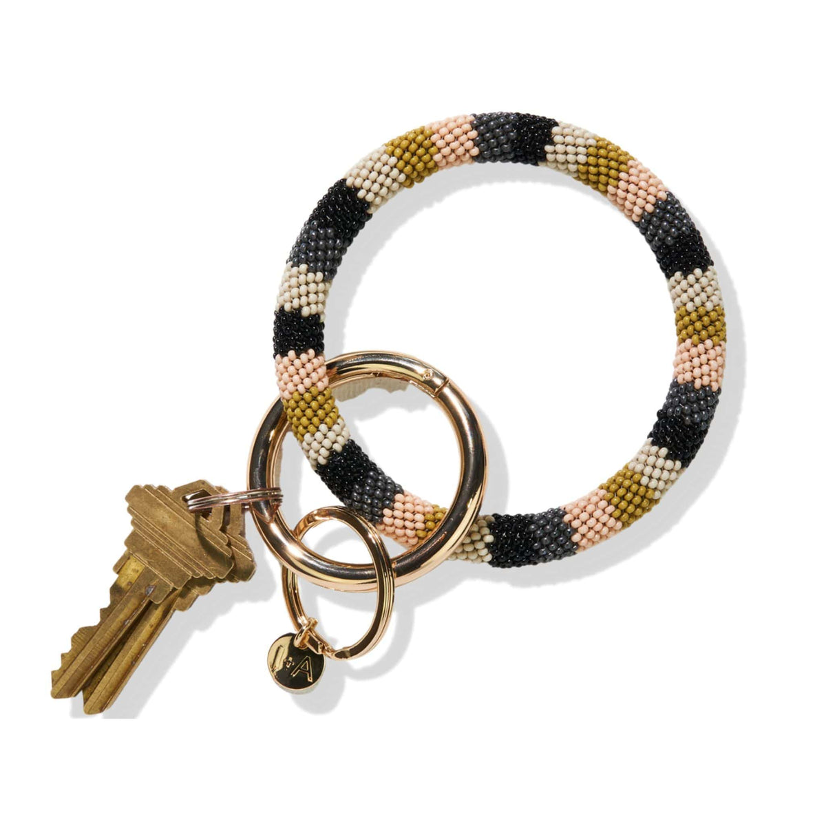 Chloe Grey Stripe Bead Key Ring
