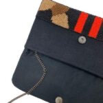 Red Black Stripe Camo Beaded Clutch