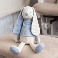 Blue Linen Plush Bunny