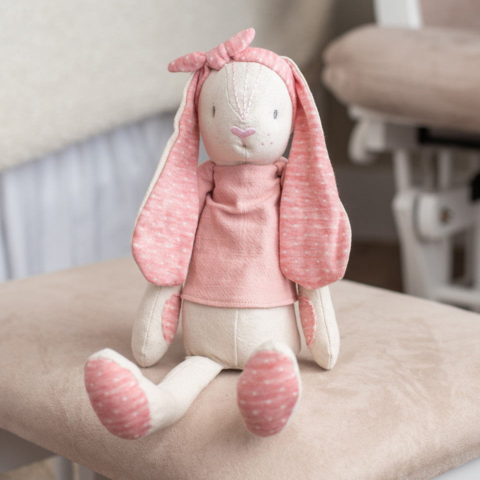 Pink Linen Plush Bunny